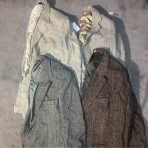 MENS SPORT COAT BLAZER SUIT LOT (4) WOOL DESIGNER HARRIS TWEED BROOKS BROTHERS